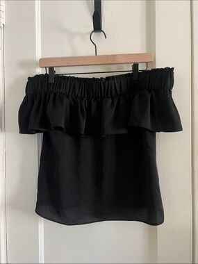 Express Black Ruffle Off-Shoulder Top